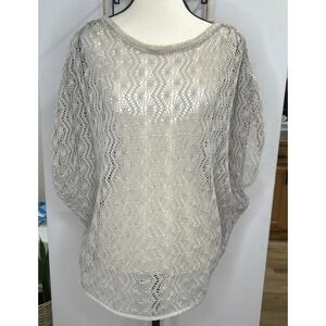 Elie Tahari Top Knit Cap Sleeve Silver SZ Xs Oversized Minimalist‎ Coverup
